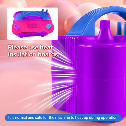 Electric Balloon Pump,110V 600W Portable Dual Nozzles Balloon Pump,Air Pump Balloon Blower for Party Decorations with Tying Tool