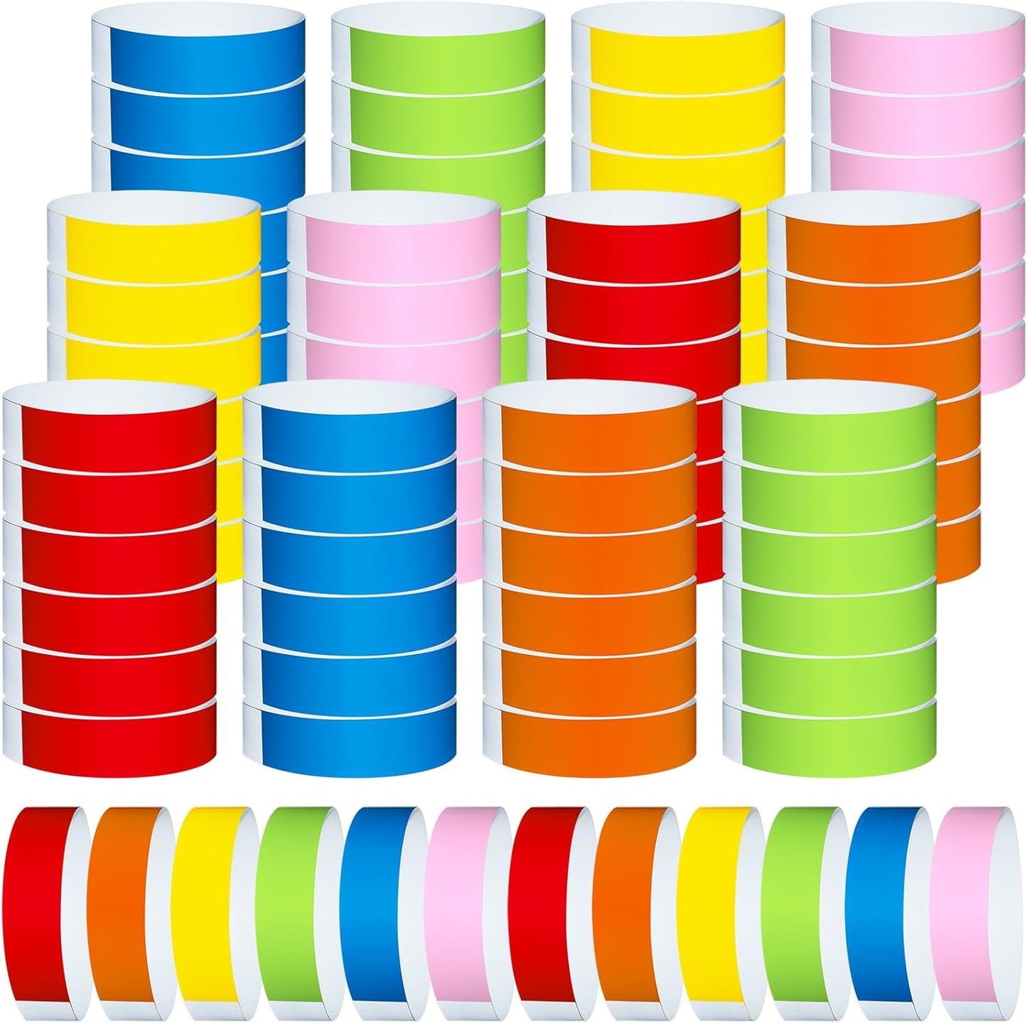 1200 Pcs Plastic Paper Wristbands for Events Neon Color Wrist Bands Concert Identification Wristbands Paper Bracelets Wristbands Party Hand Bands (Multicolor)