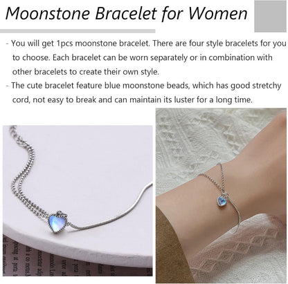 Long tiantian Moonstone Bracelet Glow in the Dark Bracelets Moonstone Jewelry for Women Crystal Bracelet Glow in the Dark Jewelry for Women Trendy Gifts for Christmas