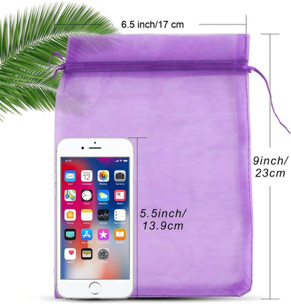 ANZNKU 50PCS Organza Bags 6x9 Large White Gift Bags for Candy Goodie Sachet Jewelry, Mesh Bag Drawstring Sheer Packaging Pouches for Wedding Favors Mother's Day Birthday Party Baby & Bridal Shower