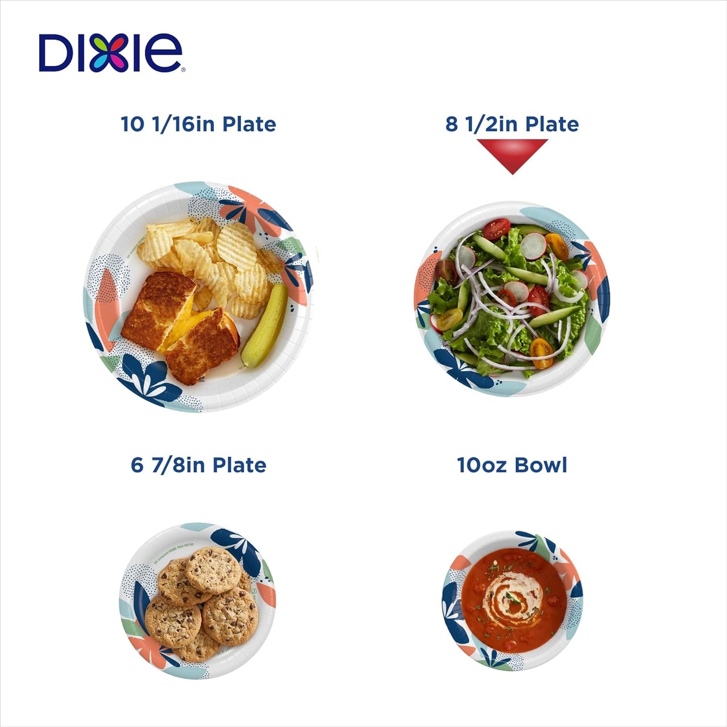 Dixie Large Paper Plates, 10 Inch, 150 Count, 2X Stronger*, Microwave-Safe, Soak-Proof, Cut Resistant, Disposable Plates For Everyday Breakfast, Lunch, & Dinner Meals