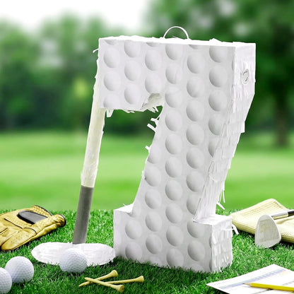 Gemscream Golf Number 7 Piñata with Stick Blindfold and Confetti Golf Birthday Decorations Sports Themed Piñata 7th Birthday Party Supplies