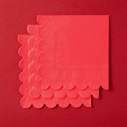 100 Pack Cocktail Napkin 2-Ply Scalloped Edged Dessert Napkins Folded 5 x 5 Inches Disposable Napkins for Dinner Wedding Birthday Party Bridal Anniversary Reception Event (Pink)