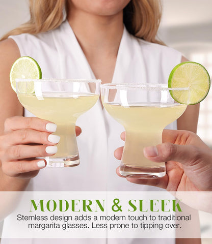 LUNA & MANTHA Martini Glasses, Martini Cocktail Glasses for Margarita, Manhattan, Cosmopolitan, Espresso, Home Bar, Evening Parties, Birthdays, Housewarming Gift,8oz-Stemless Set of 4