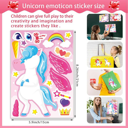 24 Sheets Make a Face Stickers for Kids Toddlers, Make Your Own Animal Mix and Match Sticker Sheets with Sea Animals Horses Dinosaurs Unicorns for Kids Crafts Party Favors Goodie Bags Stuffers