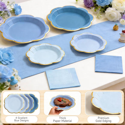 Sage Green Plates and Napkins Party Supplies for 20 Guests,Green Scalloped Paper Plates with Gold Rim, Elegant Disposable Tableware Set for Birthday,Baby Shower, Wedding, Bridal & Tea Party,60 PCS