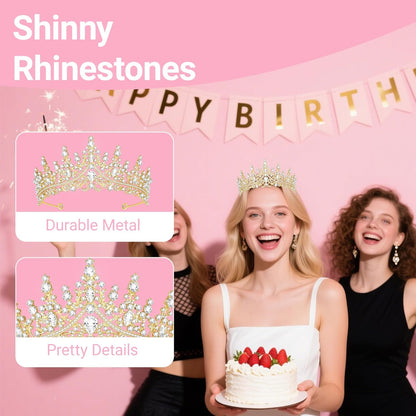 Tiara Crown for Women, Headband Hair Accessories for Birthday Wedding Party Costume Pink