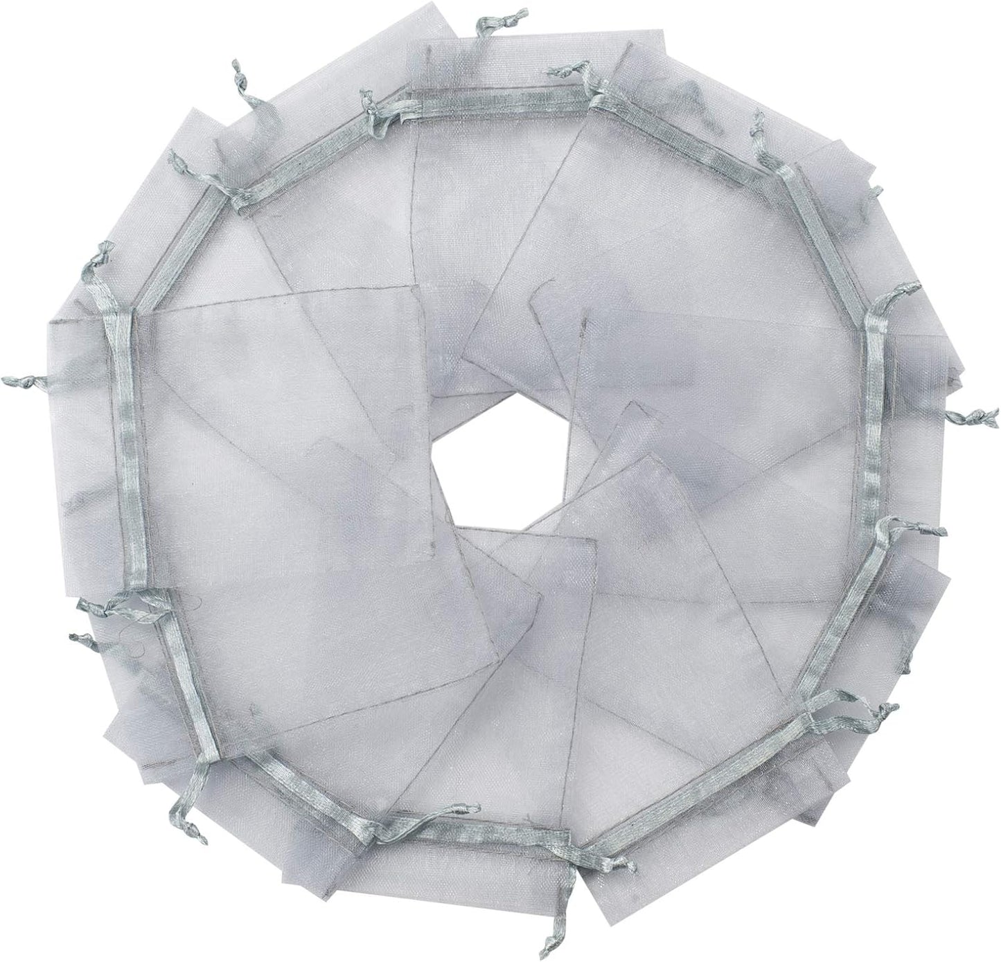 100pcs White Organza Bags 2x3 inch Sheer Drawstring Gift Bags Jewelry Pouches Wedding Party Christmas Favor Gift Bags, Little Mesh Gift Pouches Mini Candy Bags for Small Presents Earrings