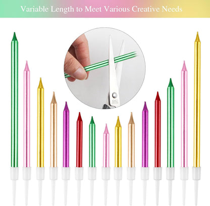 BEAN LIEVE 30-Count Champagne Gold Long Thin Metallic Birthday Candles, Cake Candles, Birthday Parties, Wedding Decorations, Party Candles, Cake Decorations