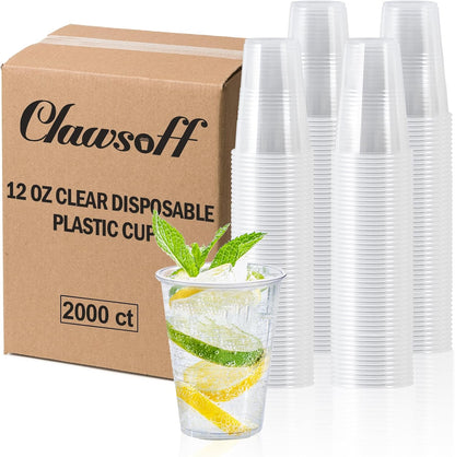 Clawsoff 500 Pack 9 oz Plastic Cups, Disposable Drinking Cups, Water Cups Plastic Clear Cups for Party, Wedding, Graduation, Travel, Holiday, Events, Birthday,Cold,Hot