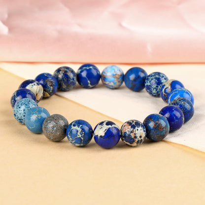 LPBeads Handmade Natural Gemstone Stretch Elastic Bracelet Healing Crystal Round Stone Beads Jewelry Gifts for Women Men