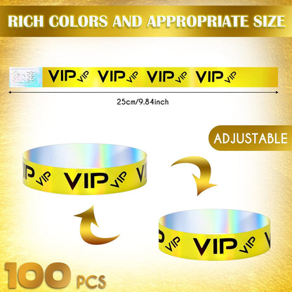 Teling 500 Pack VIP Plastic Wristbands Bracelets Party for Events VIP Custom Wristbands Plastic Bracelets Tear proof Waterproof Wrist Bands Arm Bands for Events Concerts