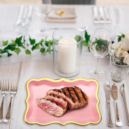 Havawish 24 Pcs 9" x 13" Pink Disposable Paper Serving Trays and Platters Food Platters for Parties White Trays Cupcake Platter Bandejas Decorativas para Fiestas for Birthday Party Weddings