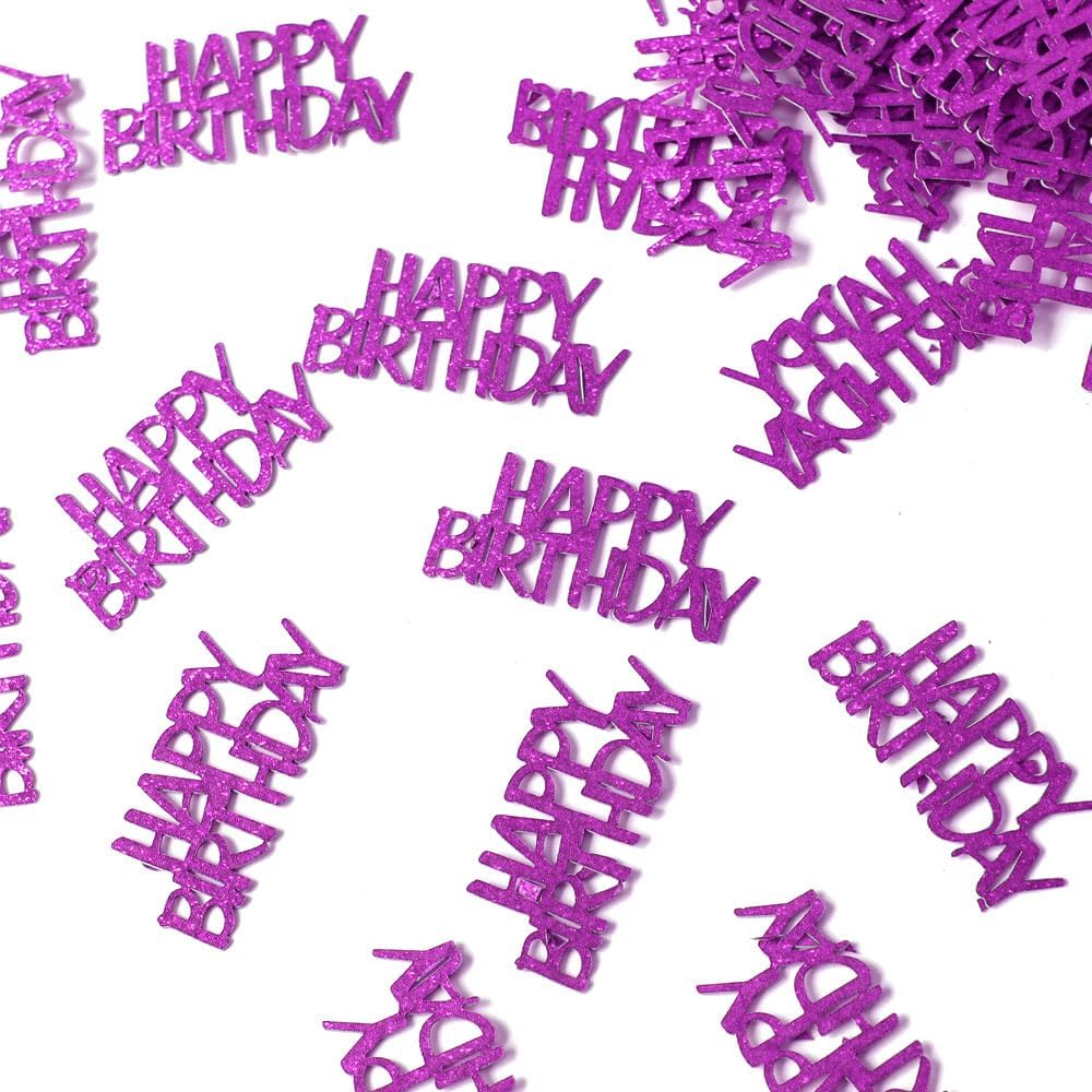 Pink Happy Birthday Confetti - Girl Birthday Party Decorations - Light Pink Glitter Scatters for Baby Girl Party Table Decor Supplies - 100PC