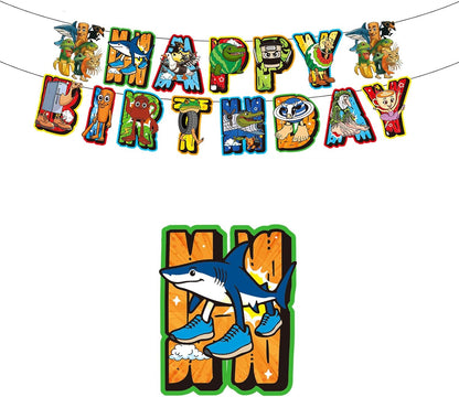 TJLMCORP Italian Brainrot Party Game, Pin the Tail Party Game Set With 24 Stickers and and 2 Blindfolds, Tralalero Themed Birthday Party Supplies, Brain Rot Party Decorations（Tung Tung Tung Sahur）