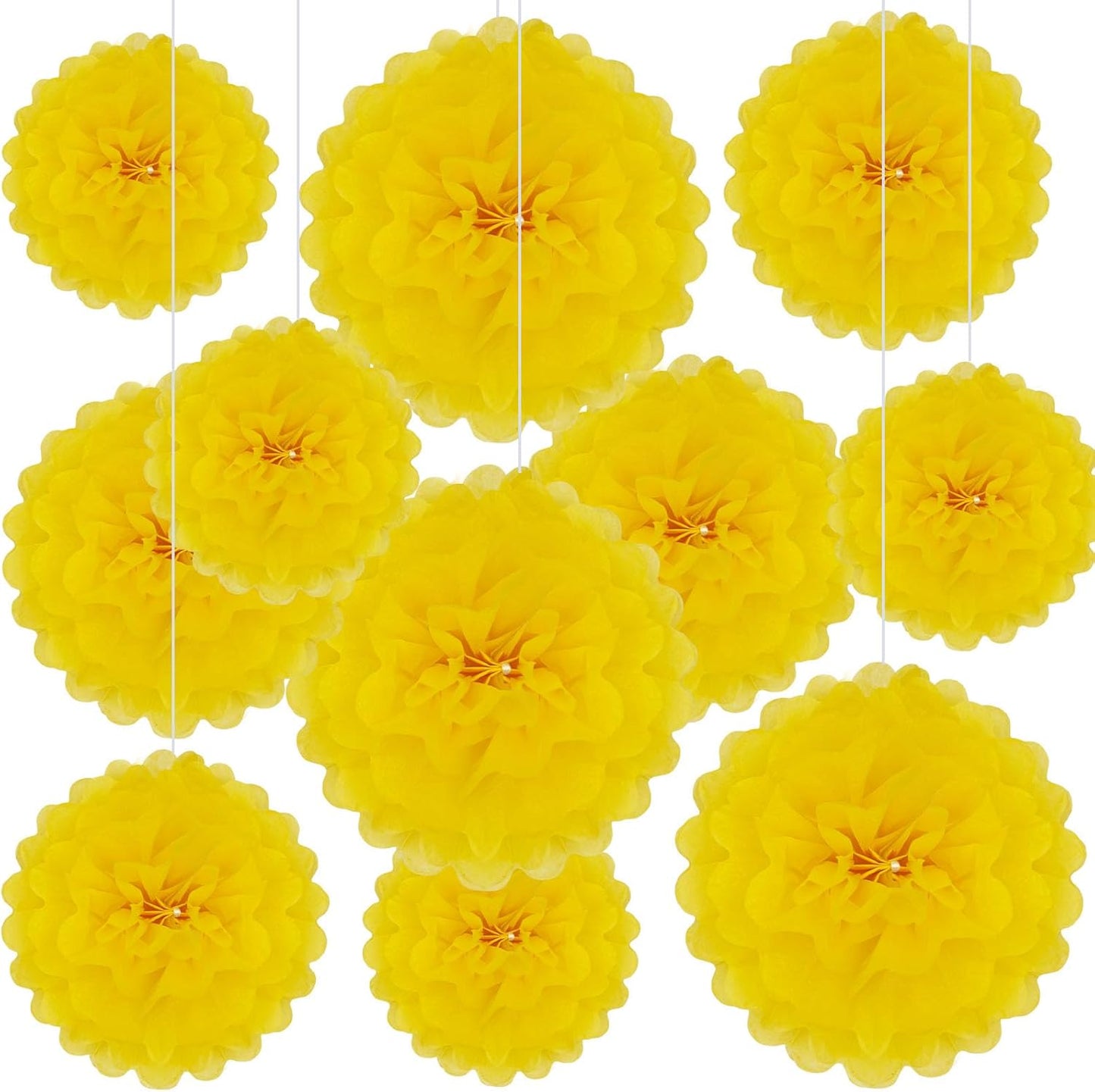 20 PCS Orange Tissue Paper Pom Poms, Tissue Pom Poms Flowers, Sizes of 6", 10", 12", 14" Hanging Paper Flower Ball for Wedding, Birthday, Halloween, Christmas, Baby Shower Party Decor