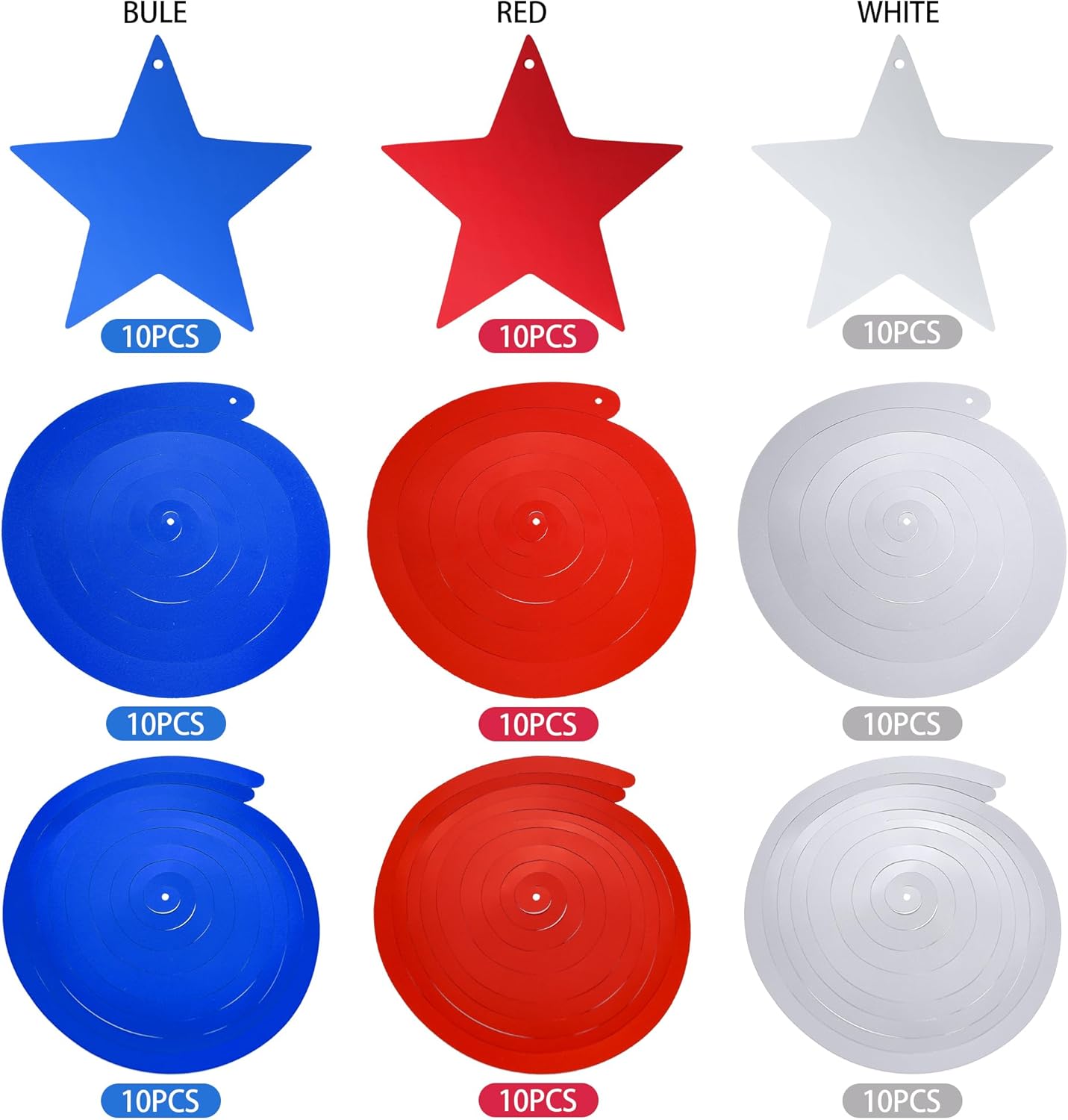 jiebor 60Pcs Red White and Blue Decorations Star Swirl Garland Banner Hanging for Memorial Day 4th of July Independence Day Labor Day Home Party Decorations