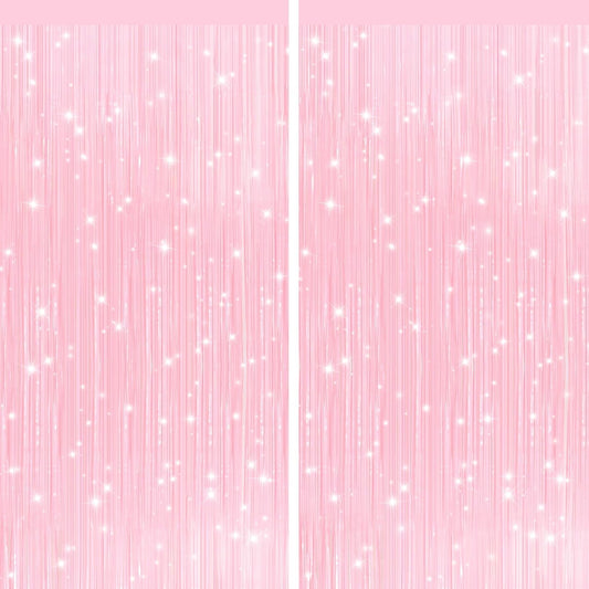 GCB 2Pack Black Metallic Tinsel Foil Fringe Curtains, Black Foil Curtain Backdrop, Photo Booth Props for Birthday Wedding Baby Shower Bachelorette Xmas Celebration Party Decorations Door Streamers