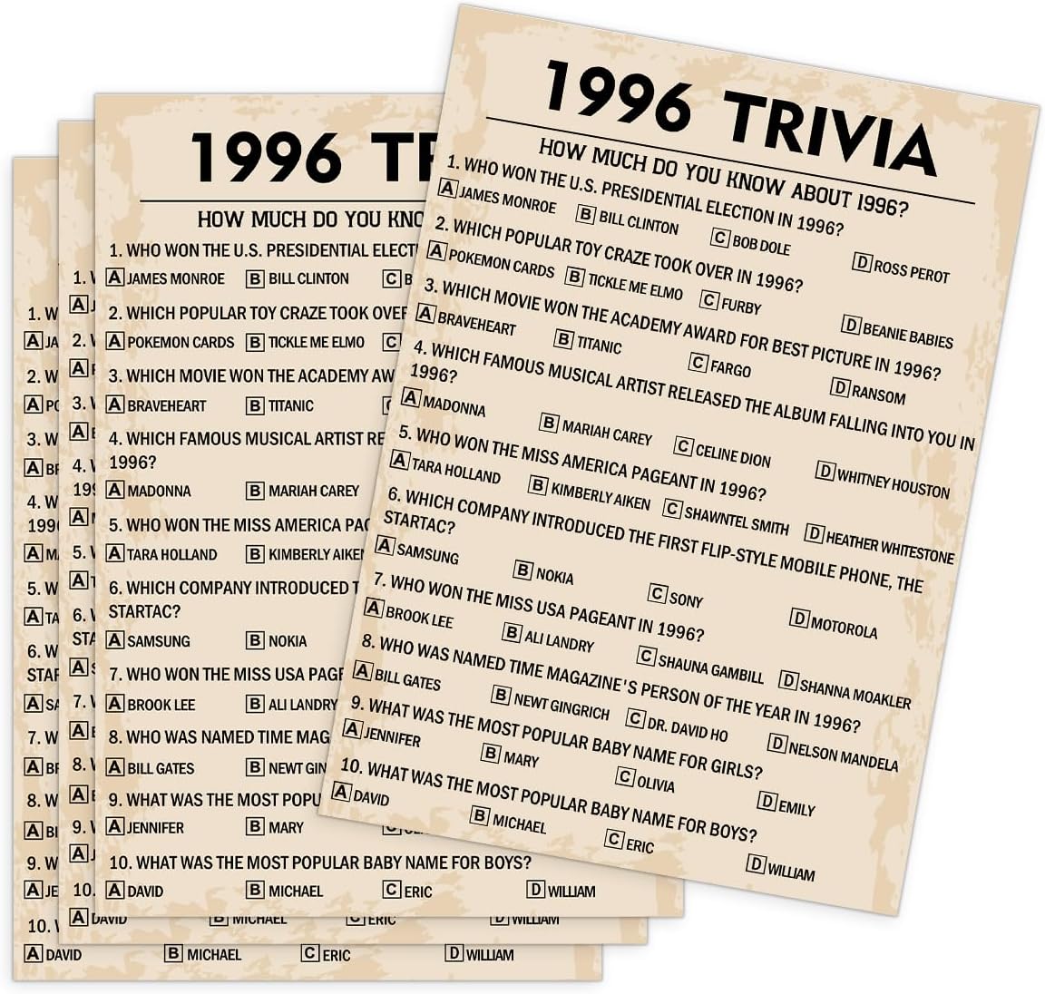 QUPT 40th Birthday Party Games, Movies in 1986 Games, Birthday Party Supplies for Adults, Fun 1986s Party Game，Pack of 30 Cards