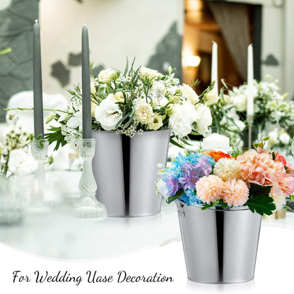 Mumufy 12 Pcs 10l Large Metal Beer Bucket 10.6 x 10.2 x 7.5'' with Ice Shovels and Tongs Galvanized Metal Ice Bucket Tin with Handle for Summer Pool Wedding Party Supplies Wine Champagne Bar