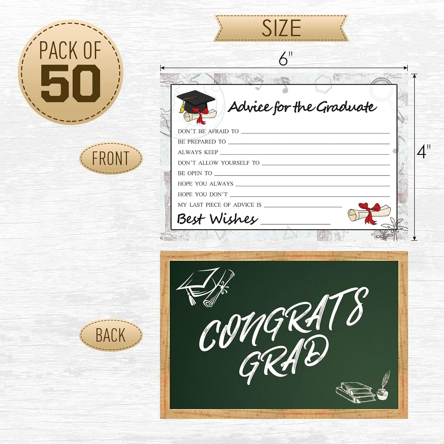 Graduation Advice Cards - 50-Pack Graduate Party Supplies 2026 Advice for the Graduate Decorations Party Favors Table Games Personalized Graduations Cards