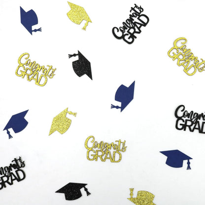 200PC Gold Graduation Confetti Class of 2026 Congrats Grad Confetti for Table Grad Cap Scatters for Graduation party decorations 2026