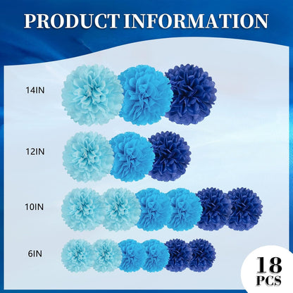 18 PCS Tissue Paper Pom Poms, Tissue Pom Poms Flowers, Sizes of 6", 10", 12", 14" Hanging Paper Flower Ball for Wedding, Birthday, Halloween, Christmas, Baby Shower Party Decor (Red Black Gold)