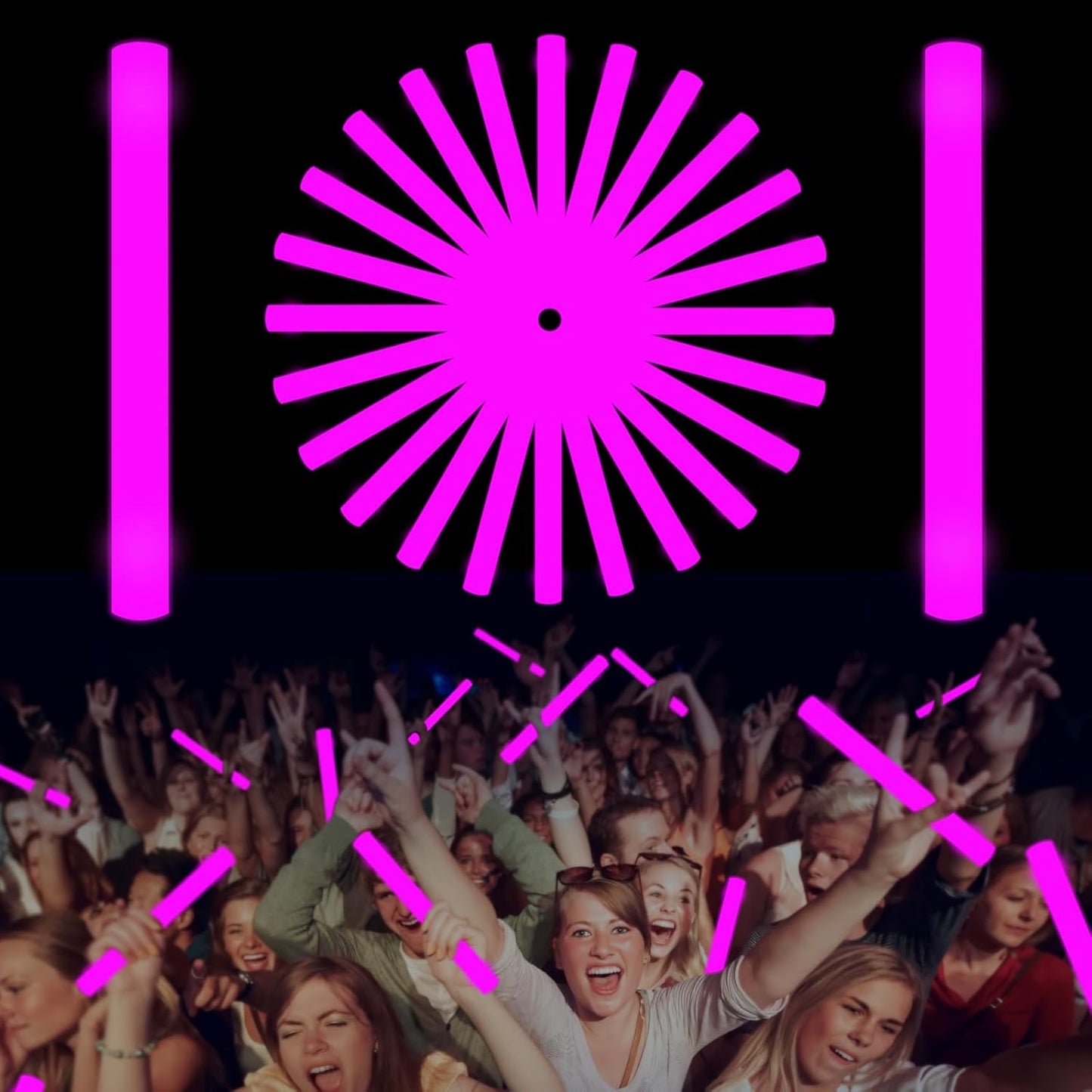 Glow Foam Sticks Bulk, 24 Pcs Red Giant LED Light Up Sticks 3 Modes Flashing Glowing Baton Wands Party Supplies for Wedding, Raves,Concert,Birthday,Christmas, Halloween,Sporting Events