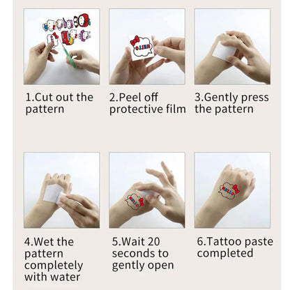 Cartoon My Melody Kuromi Cinnamoroll Pompompurin Keroppi Temporary Tattoos & Face Stickers,Party Favors,Tattoos Art Make up Deco BJHSL