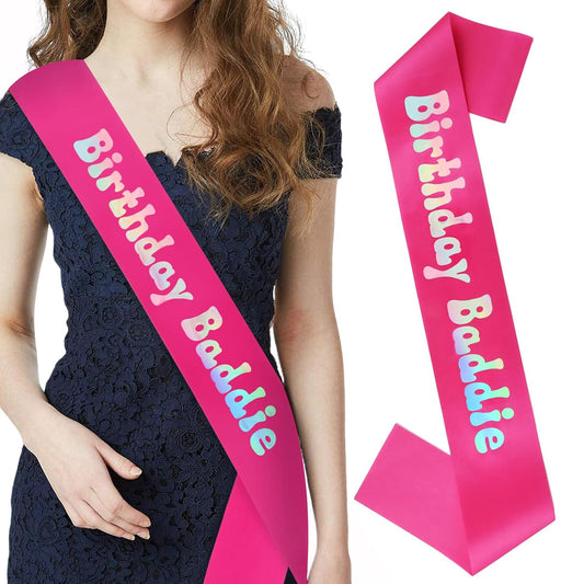 CIEHER Birthday Baddie Sash, Birthday Sashes for Women Girls Bday Decorations Baddie Outfits - Black