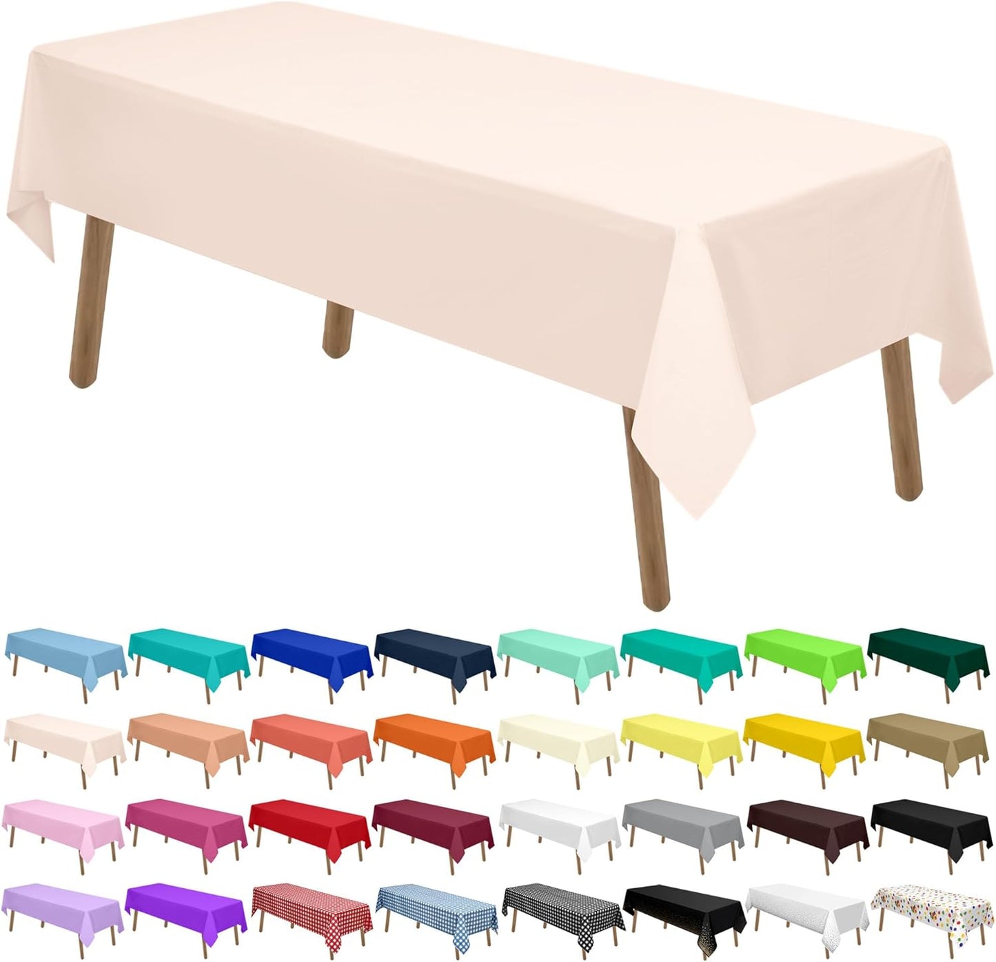 PARTY ULYJA White Plastic Tablecloths 2 Pack Disposable Table Covers 54 x 108 Inch Bridal Shower PEVA Vinyl Table Cloths for Picnic Birthday Wedding Banquet Parties 8 ft Rectangle Table Use