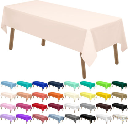 PARTY ULYJA White Plastic Tablecloths 2 Pack Disposable Table Covers 54 x 108 Inch Bridal Shower PEVA Vinyl Table Cloths for Picnic Birthday Wedding Banquet Parties 8 ft Rectangle Table Use
