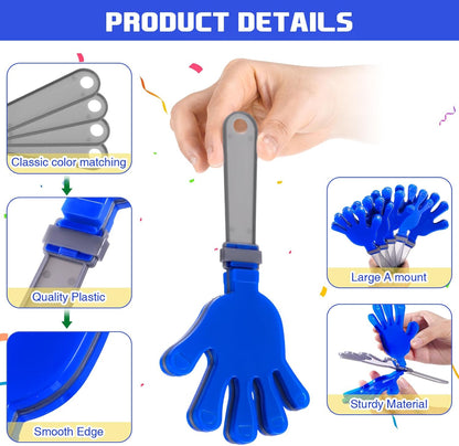 Junkin 48 Pcs Hand Clappers Bulk 7. 5 x 3. 5 Inches Noise Makers Party Favors Clapping Noise Maker Clacker for Birthdays Game Prizes Rewards Football Sporting Events Cheers Supplies (Black,White)
