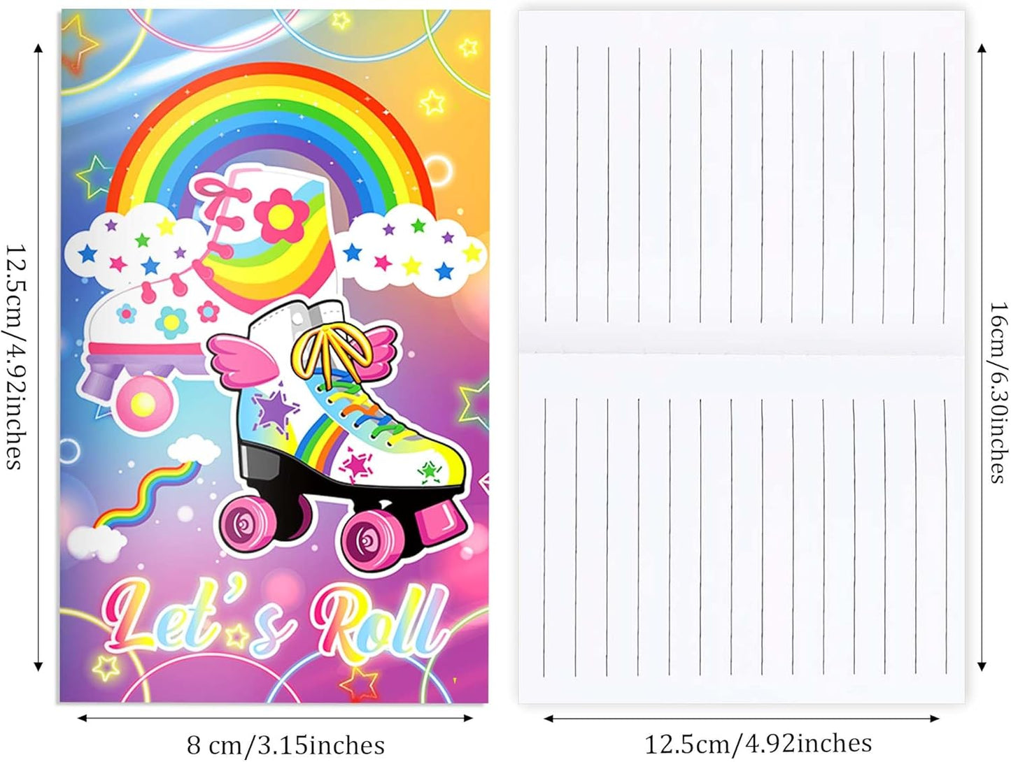 OXYLIPO 24 PCS Roller Skate Party Favors Roller Skating Notebook Roller Small Notepads for Retro Theme Party Favors, 60s 80s Themed Birthday Goodie Bags Stuffers, Roller Skating Fans Activity Books