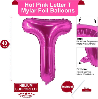 Lovoir 40 Inch Large Hot Pink Letter A Balloons Big Size Jumbo Mylar Foil Helium Balloon for Birthday Party Celebration Decorations Alphabet Hot Pink A