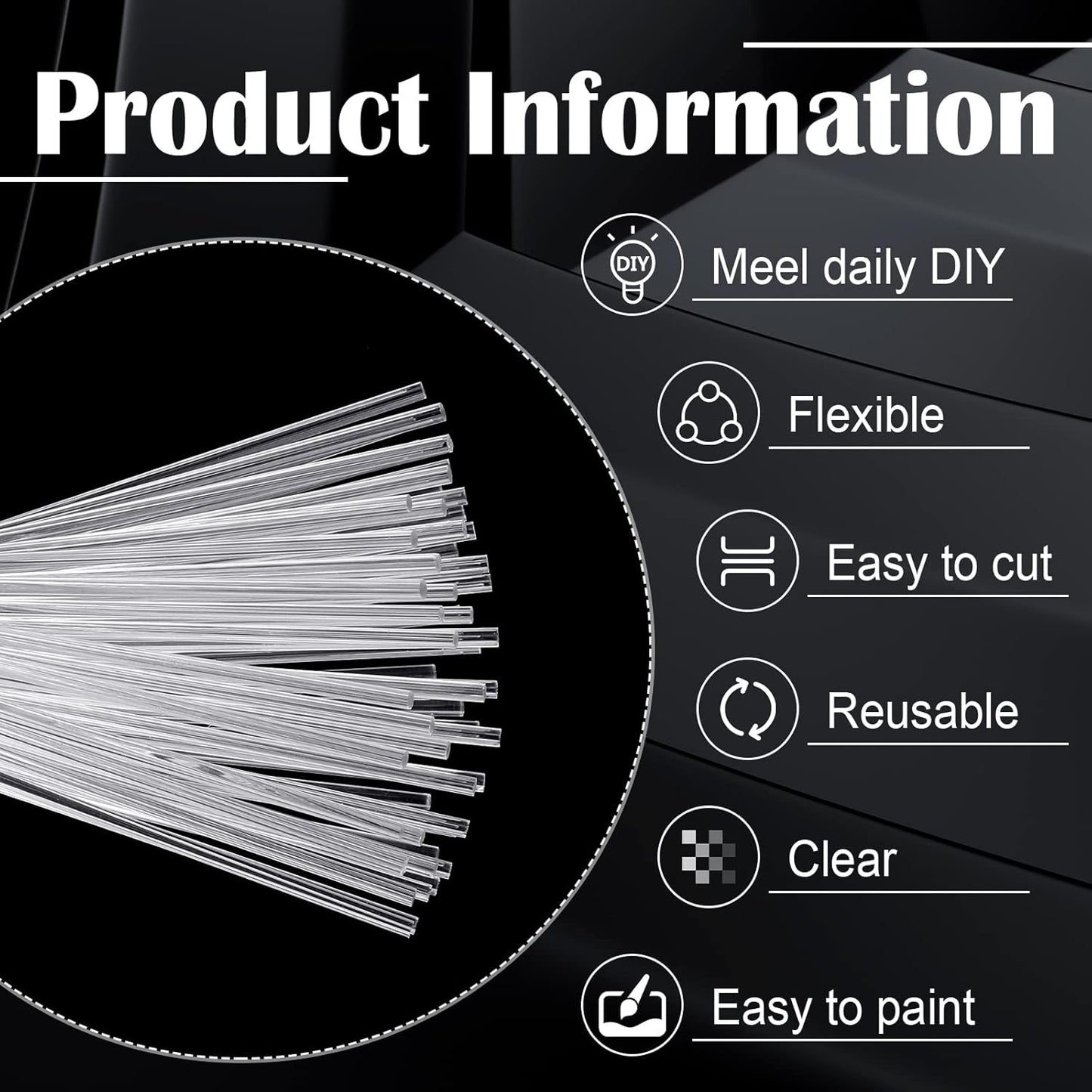 Vicenpal 120 Pcs 12 Inch Clear Acrylic Rods 3mm Diameter Round Acrylic Dowel Rods for DIY Crafts Party Decorations Gardening