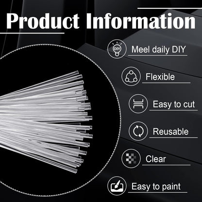 Vicenpal 120 Pcs 12 Inch Clear Acrylic Rods 3mm Diameter Round Acrylic Dowel Rods for DIY Crafts Party Decorations Gardening