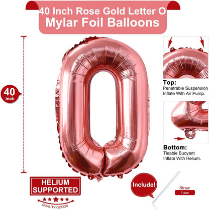 Lovoir 40 Inch Large Rose Gold Letter A Balloons Big Size Jumbo Mylar Foil Helium Balloon for Birthday Party Celebration Decorations Alphabet Rose Gold A