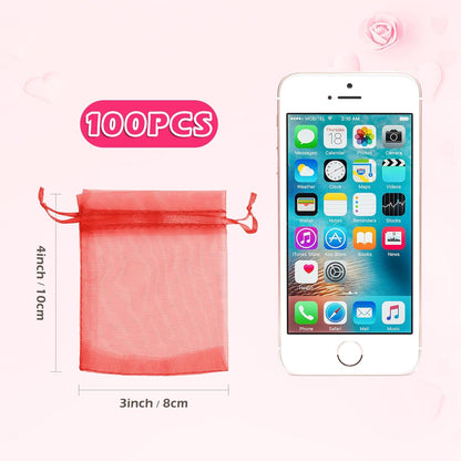 ANZNKU 50PCS White Organza Bags 3x4, Small Gift Bags Bulk for Sachet Jewelry Candy Treat, Mini Mesh Bag Drawstring for Wedding Bridal & Baby Shower, Party Favor Bag for Easter Mothers Day Birthday