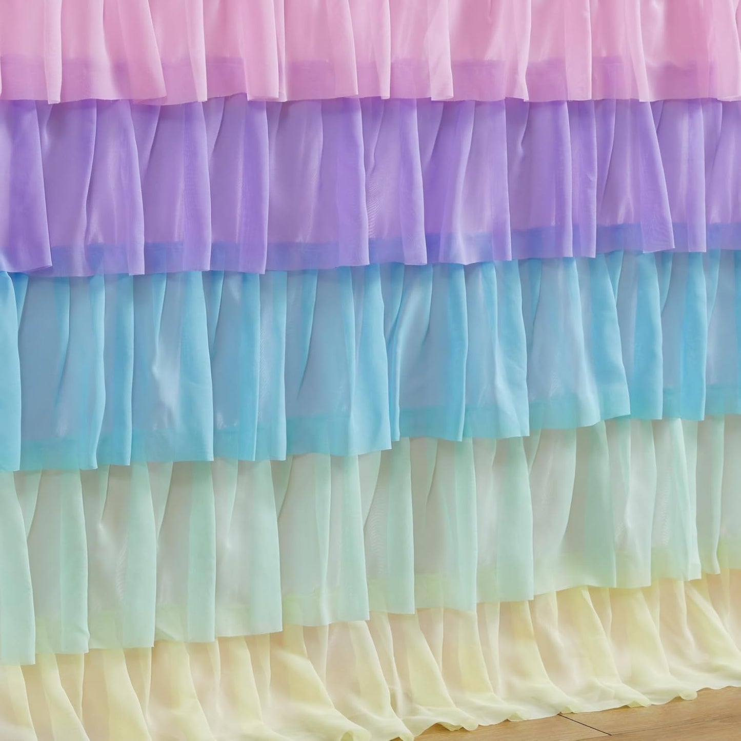 Pastel Rainbow Table Skirt Ruffle Party Tablecloth for Rectangle Table 6ft Birthday Party Baby Shower