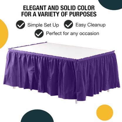 Exquisite Ruffle Table Skirt Black 6 Pack 14 Ft Long Table Skirts for Rectangle Tables 6ft Plus or Round Tables Skirts with Adhesive Strip for Gender Reveal Decor & Happy Birthday Parties