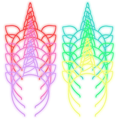 ZIRICHER 6 Colors Glow in the Dark Headbands, Plastic Light Up Hair Band Crowns Luminous Headband For Girls Party Headbands