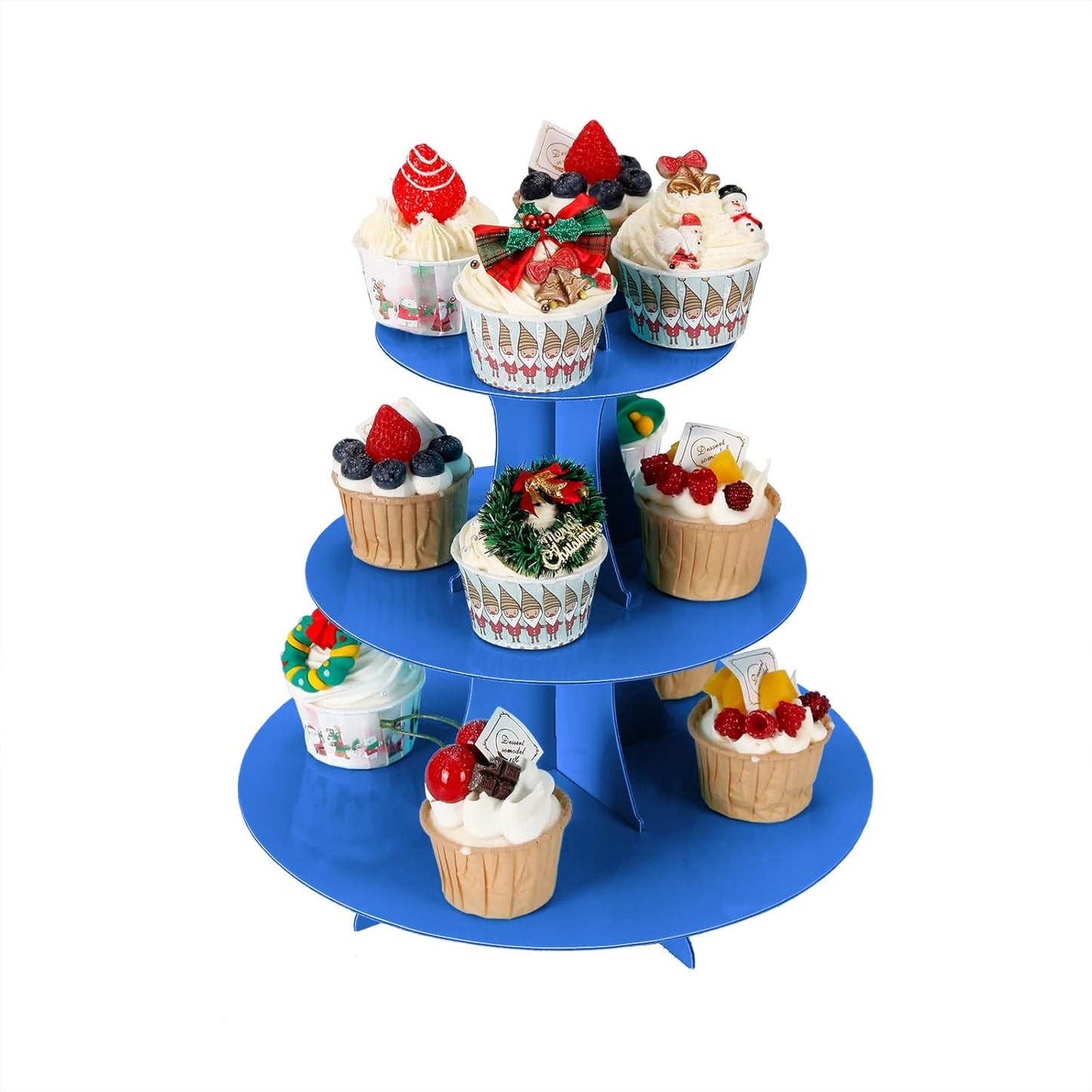YLDW Cupcake Stand, 3-Tier Cupcake Stand Display, Cardboard Cup Cake Tower Stand, Disposable Dessert Stand for Birthday Tea Party Baby Shower Treat Decorations, Pink