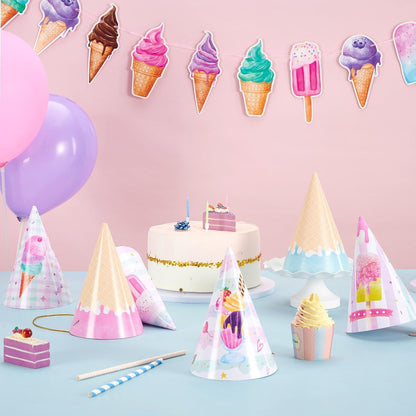 WERNNSAI Birthday Party Hats - 12 Pcs Birthday Party Supplies Cone Hat Headbands Colorful Paper Party Hats for Kids