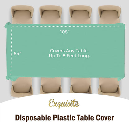 Exquisite Party Solids 6-Pack Premium Plastic Tablecloth 54in. x 108in. Rectangle Plastic Table Cover - Navy