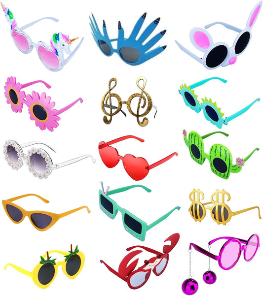 12 Pack Funny Party Sunglasses, Novelty Fun Glasses, Cool Costume Masks for Adults, Party Supplies, Photo Booth Props Sunglasses