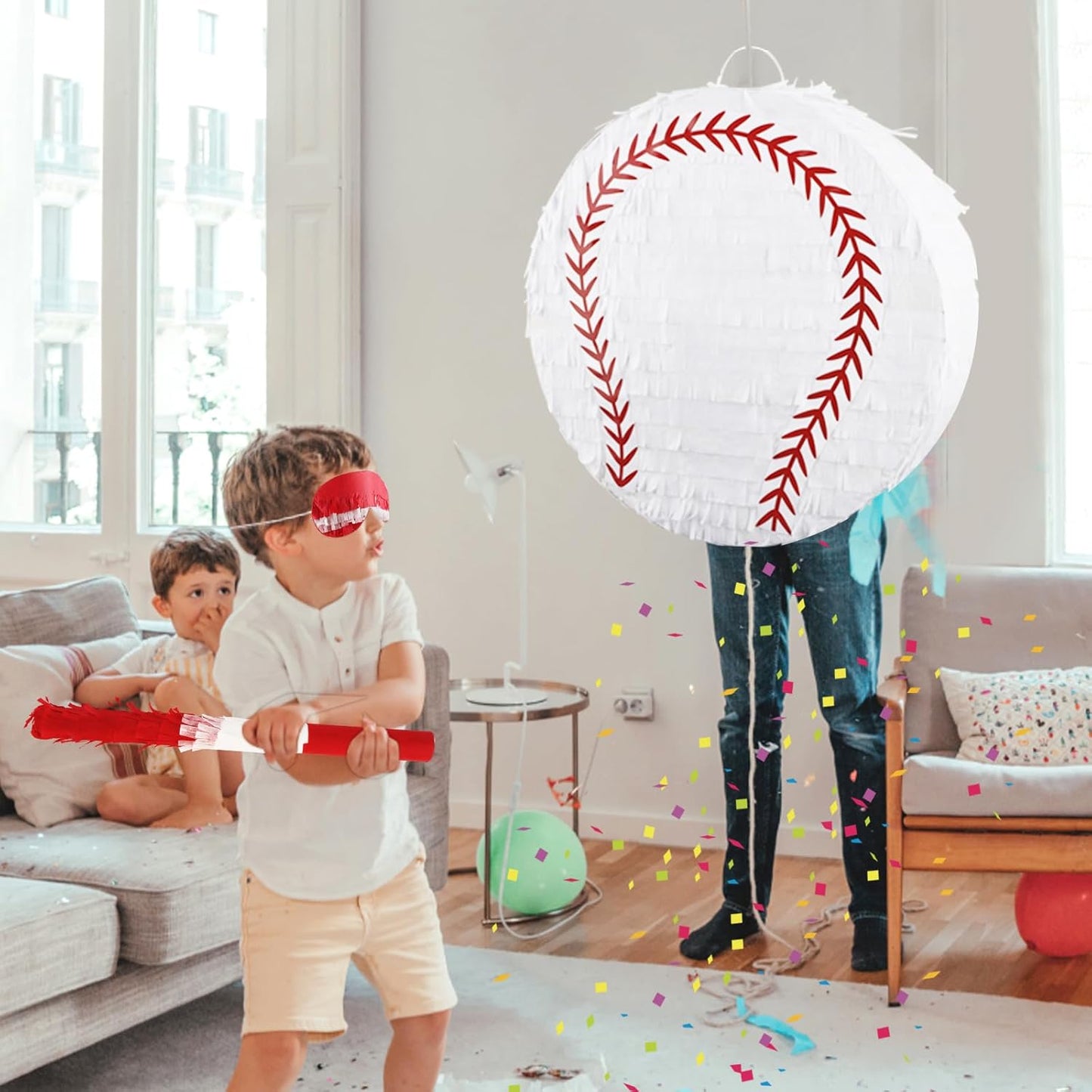 Hooqict Mexican Pinata with Blindfold and Bat Stick Party Pinata for Fiesta Carnival Cinco de Mayo Decorations Kids Adults Mexican Party Games Birthday Party Supplies