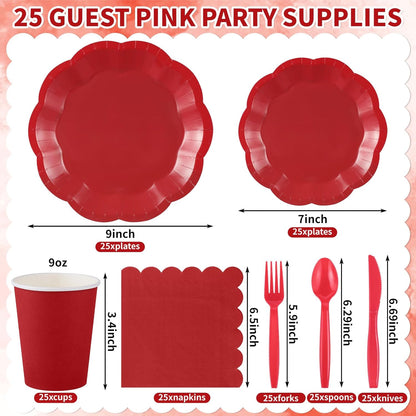 NatNarr 175 Pcs Sage Green Plates and Napkins Set, 25 Guest Sage Green Party Supplies Include Scalloped Paper Plate Napkin Cup Forks Knives Disposable Plastic Cutlery for Wedding Baby Shower Birthday