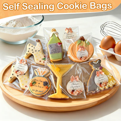 PigPotParty Cookie Bags 4''x 6", 100 Pcs Self Sealing Cellophane Treat Bags, Small Clear Plastic Goodie Bag for Gift, Snack, Party Favor, Candy