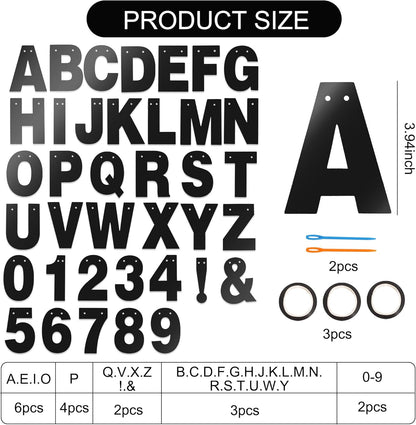 BEISHIDA 116 PCS A-Z DIY Letter Banner Kit Make Your Own Banner Including 111 Letters and Numbers 3 Rope and 2 Threading Device,Customized for Birthday Graduation Wedding Decor Black